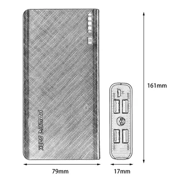Universālā 8000mAh Portable Power Bank 4 USB Porti Barošanas Smart Phones 18650 Akumulatora Rezerves Barošanas Ar LED Gaismas