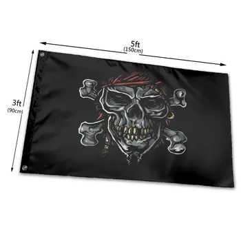 Veco pirātu karogu Galvaskausa Krusta Kaulu pirātu logo apdare 90x150cm