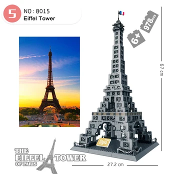 Wange 5217 Francija ar Eifeļa Torni, Arhitektūra, Celtniecības Bloki Radošo Modelis Bērniem Dāvanas Autors 10181