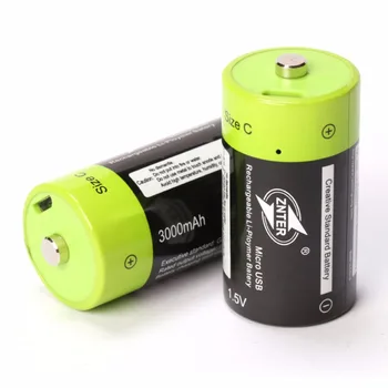 ZNTER 2gab C Izmēra 1,5 V 3000mAh, atkārtoti Uzlādējams Litija Polimēru Akumulators ir Uzlādēts ar Micro USB Kabeli
