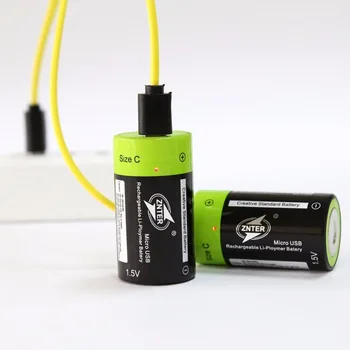 ZNTER 2gab C Izmēra 1,5 V 3000mAh, atkārtoti Uzlādējams Litija Polimēru Akumulators ir Uzlādēts ar Micro USB Kabeli