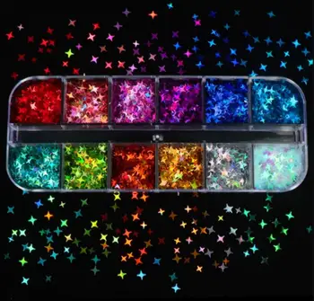 Zvaigzne Ziedi Nagu Spīdums Pārslas Sequin Māla Šķēles Krāsains 3D Mīkstu Nagu Mākslas Paillette Manikīrs DIY UV Epoksīda Sveķu Rotājumi